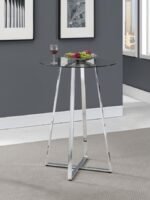 ZANELLA ROUND 30-INCH GLASS TOP BISTRO BAR TABLE CHROME - Image 2