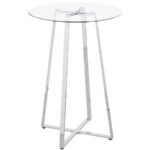 ZANELLA ROUND 30-INCH GLASS TOP BISTRO BAR TABLE CHROME