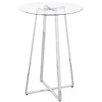 ZANELLA ROUND 30-INCH GLASS TOP BISTRO BAR TABLE CHROME - Image 4
