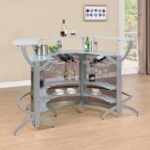 DALLAS 3-PIECE CURVED FREESTANDING HOME BAR CABINET SILVER - Image 3
