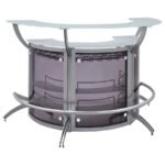 DALLAS 3-PIECE CURVED FREESTANDING HOME BAR CABINET SILVER - Image 2