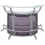 DALLAS 3-PIECE CURVED FREESTANDING HOME BAR CABINET SILVER - Image 4