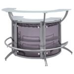 DALLAS 3-PIECE CURVED FREESTANDING HOME BAR CABINET SILVER - Image 5