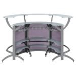 DALLAS 3-PIECE CURVED FREESTANDING HOME BAR CABINET SILVER - Image 8