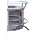 DALLAS 3-PIECE CURVED FREESTANDING HOME BAR CABINET SILVER - Image 10