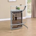 DALLAS 2-SHELF CURVED FREESTANDING HOME BAR CABINET SILVER - Image 2