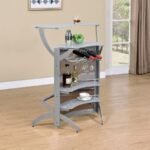 DALLAS 2-SHELF CURVED FREESTANDING HOME BAR CABINET SILVER - Image 3