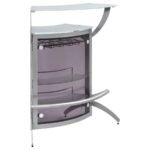 DALLAS 2-SHELF CURVED FREESTANDING HOME BAR CABINET SILVER