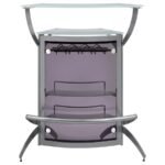 DALLAS 2-SHELF CURVED FREESTANDING HOME BAR CABINET SILVER - Image 4