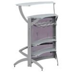 DALLAS 2-SHELF CURVED FREESTANDING HOME BAR CABINET SILVER - Image 7