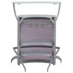 DALLAS 2-SHELF CURVED FREESTANDING HOME BAR CABINET SILVER - Image 8