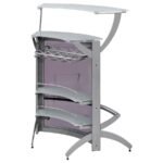 DALLAS 2-SHELF CURVED FREESTANDING HOME BAR CABINET SILVER - Image 9