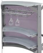 DALLAS 2-SHELF CURVED FREESTANDING HOME BAR CABINET SILVER - Image 11