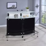 KEYSTONE CURVED GLASS TOP HOME BAR WINE CABINET BLACK - Image 2