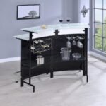 KEYSTONE CURVED GLASS TOP HOME BAR WINE CABINET BLACK - Image 3