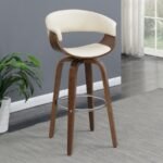 ZION UPHOLSTERED SWIVEL BAR STOOL WALNUT AND ECRU - Image 2