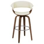 ZION UPHOLSTERED SWIVEL BAR STOOL WALNUT AND ECRU - Image 3