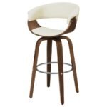 ZION UPHOLSTERED SWIVEL BAR STOOL WALNUT AND ECRU - Image 4