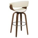 ZION UPHOLSTERED SWIVEL BAR STOOL WALNUT AND ECRU - Image 6
