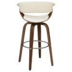 ZION UPHOLSTERED SWIVEL BAR STOOL WALNUT AND ECRU - Image 7