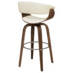 ZION UPHOLSTERED SWIVEL BAR STOOL WALNUT AND ECRU - Image 8