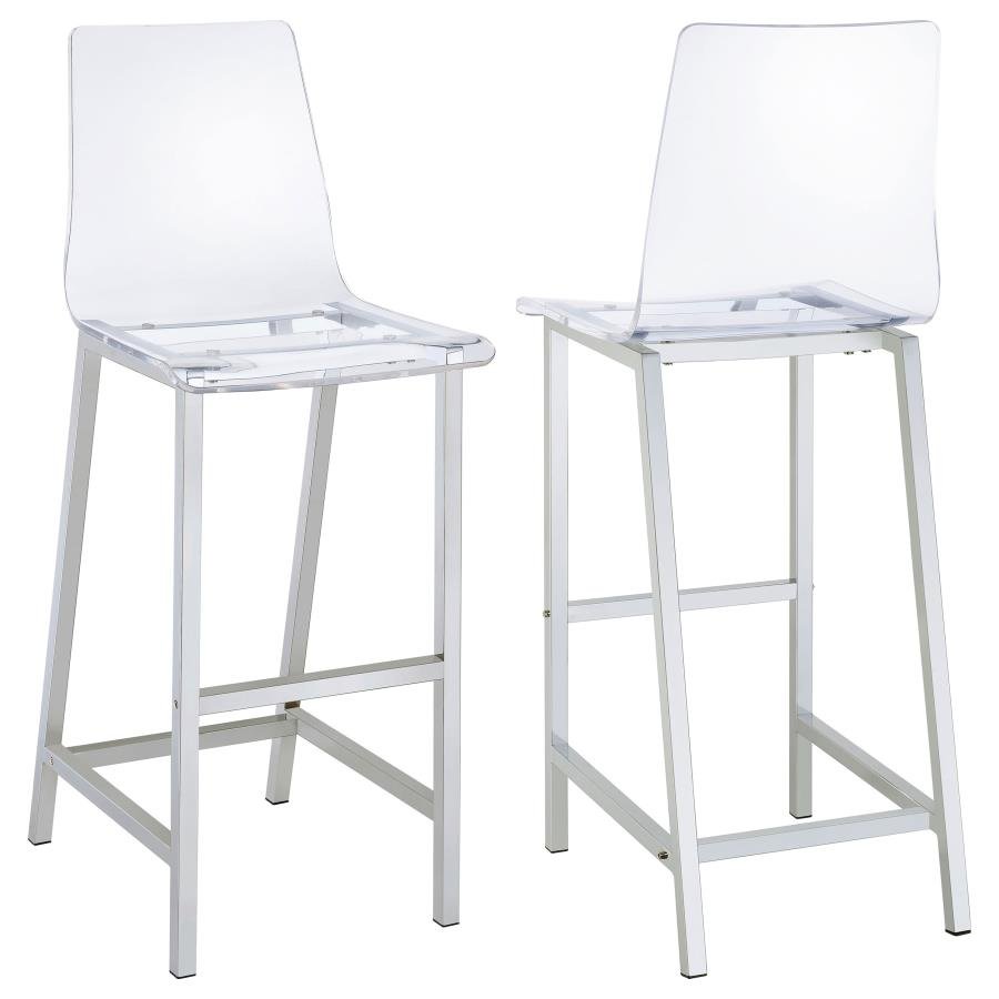100295_001x900.jpg JUELIA CLEAR ACRYLIC BAR CHAIR CHROME (SET OF 2) - Image 1