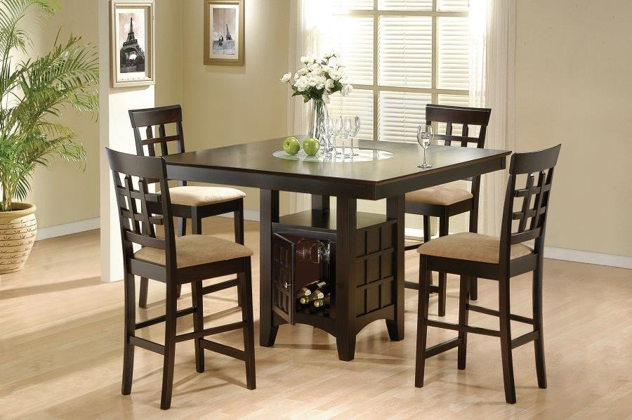 100438-S5_01x900.jpg GABRIEL 5-PIECE SQUARE COUNTER HEIGHT DINING SET CAPPUCCINO - Image 1