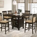 GABRIEL 7-PIECE SQUARE COUNTER HEIGHT DINING SET CAPPUCCINO