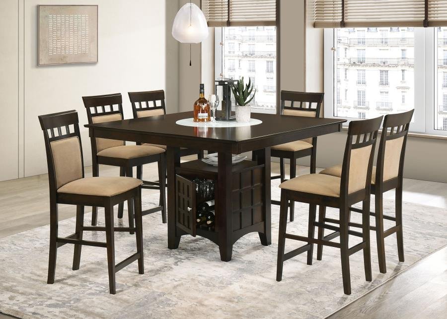 100438-S7A_01x900.jpg GABRIEL 7-PIECE SQUARE COUNTER HEIGHT DINING SET CAPPUCCINO - Image 1