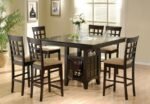 GABRIEL 7-PIECE SQUARE COUNTER HEIGHT DINING SET CAPPUCCINO