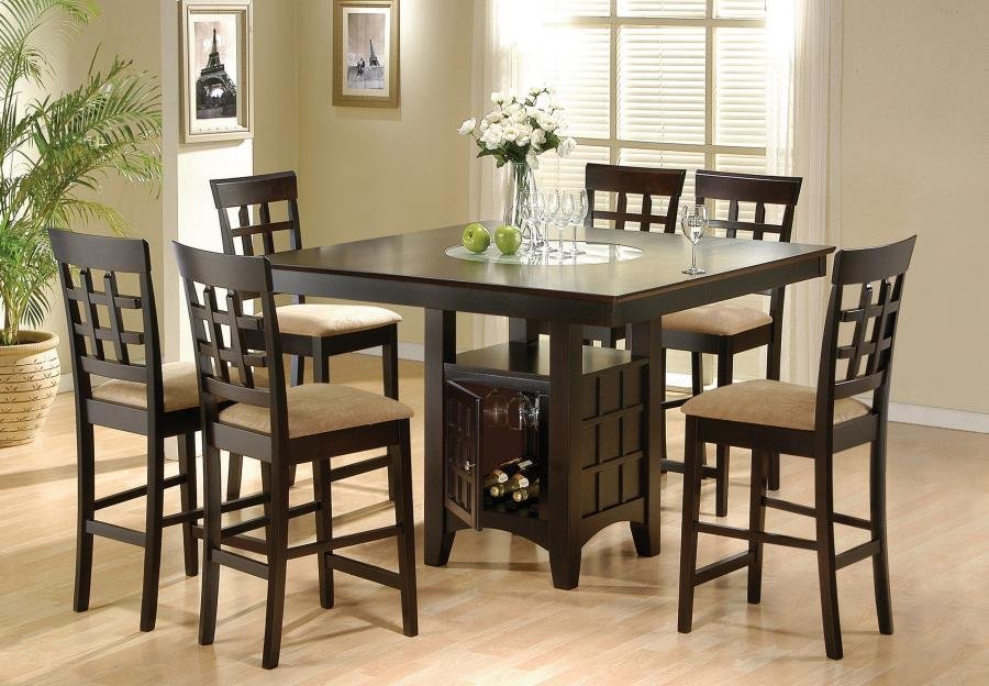 100438-S7_01x900.jpg GABRIEL 7-PIECE SQUARE COUNTER HEIGHT DINING SET CAPPUCCINO - Image 1