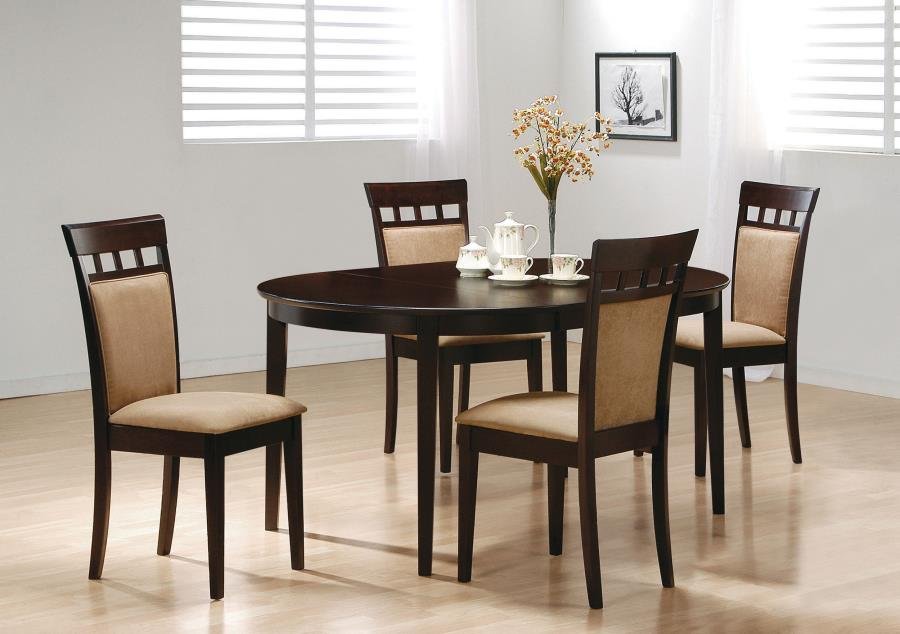 100770-S5A_01x900.jpg GABRIEL 5-PIECE EXTENSION LEAF DINING TABLE SET CAPPUCCINO - Image 1