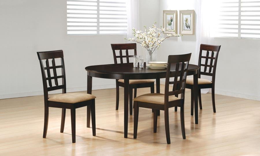100770-S5_01x900.jpg GABRIEL 5-PIECE EXTENSION LEAF DINING TABLE SET CAPPUCCINO - Image 1