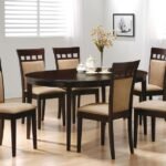 GABRIEL 7-PIECE EXTENSION LEAF DINING TABLE SET CAPPUCCINO