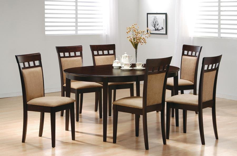 100770-S7A_01x900.jpg GABRIEL 7-PIECE EXTENSION LEAF DINING TABLE SET CAPPUCCINO - Image 1