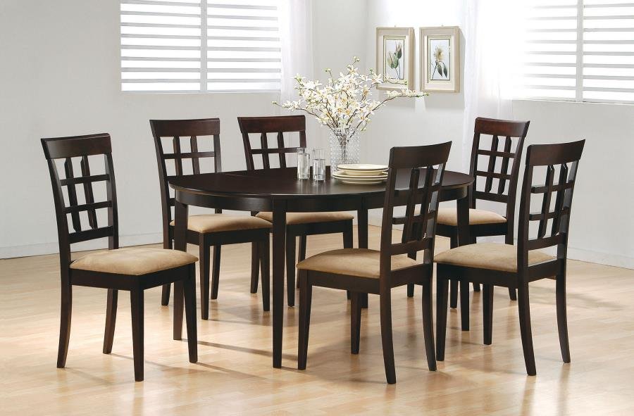 100770-S7_01x900.jpg GABRIEL 7-PIECE EXTENSION LEAF DINING TABLE SET CAPPUCCINO - Image 1