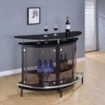 AMARILLO FREESTANDING GLASS TOP HOME BAR WINE CABINET BLACK - Image 2