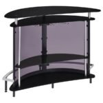AMARILLO FREESTANDING GLASS TOP HOME BAR WINE CABINET BLACK - Image 7