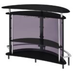 AMARILLO FREESTANDING GLASS TOP HOME BAR WINE CABINET BLACK - Image 9