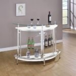 AMARILLO FREESTANDING GLASS TOP HOME BAR WINE CABINET WHITE - Image 2