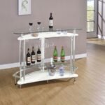 AMARILLO FREESTANDING GLASS TOP HOME BAR WINE CABINET WHITE - Image 3
