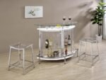 AMARILLO FREESTANDING GLASS TOP HOME BAR WINE CABINET WHITE - Image 14