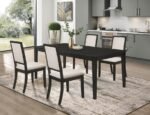 LOUISE 5-PIECE RECTANGULAR EXTENSION LEAF DINING SET BLACK