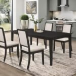 LOUISE 5-PIECE RECTANGULAR EXTENSION LEAF DINING SET BLACK