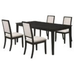 LOUISE 5-PIECE RECTANGULAR EXTENSION LEAF DINING SET BLACK - Image 2