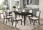 LOUISE 7-PIECE RECTANGULAR EXTENSION LEAF DINING SET BLACK