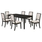LOUISE 7-PIECE RECTANGULAR EXTENSION LEAF DINING SET BLACK - Image 2