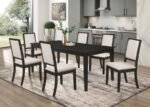 LOUISE RECTANGULAR 78-INCH EXTENSION LEAF DINING TABLE BLACK - Image 6
