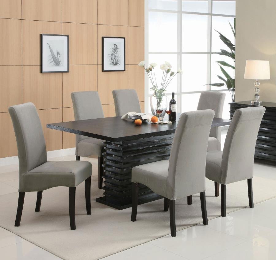 102061-S7_01x900.jpg STANTON 7-PIECE RECTANGULAR DINING TABLE SET GREY - Image 1