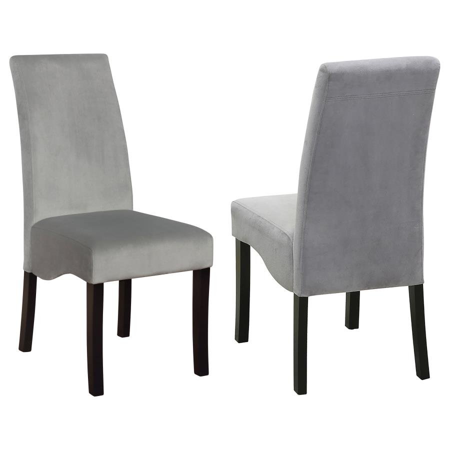 102062_001x900.jpg STANTON VELVET UPHOLSTERED DINING SIDE CHAIR GREY (SET OF 2) - Image 1